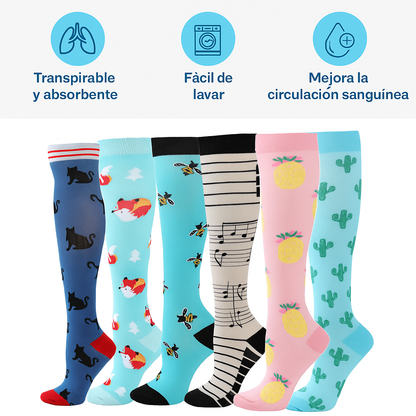 Calcetines Compresión - Edema - Diabetes - Paquete 6 Pairs