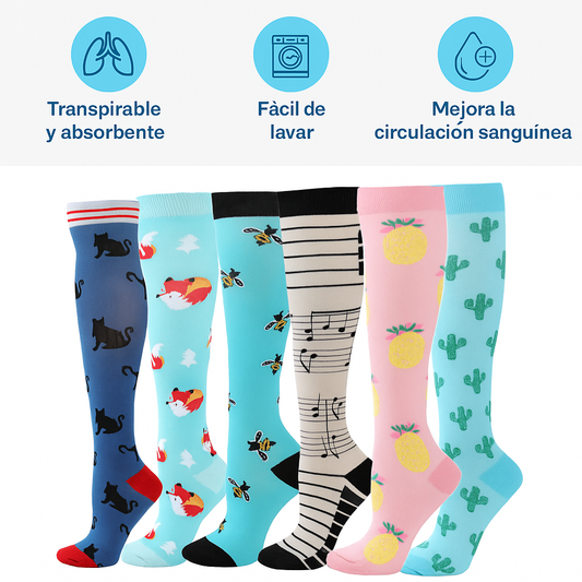 Calcetines Compresión - Edema - Diabetes - Paquete 6 Pairs