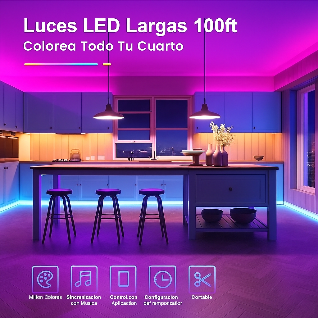 Luces LED 300ft Cambio de Color con Música