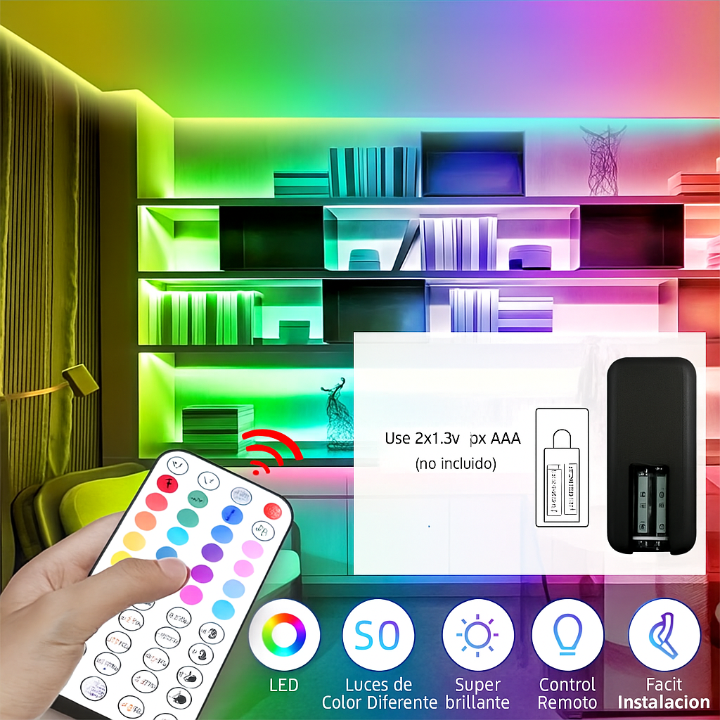 Luces LED 300ft Cambio de Color con Música