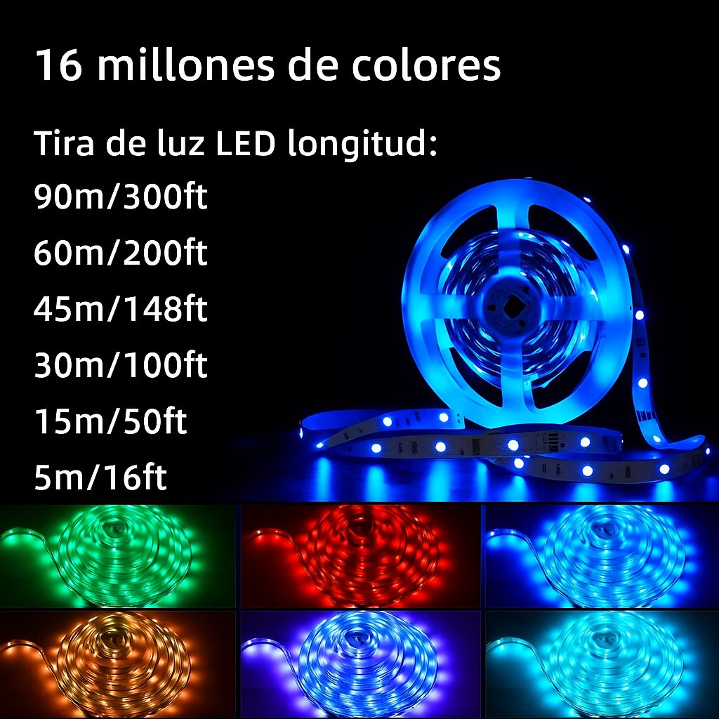 Luces LED 300ft Cambio de Color con Música