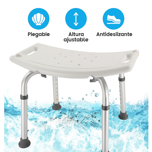 Silla de Baño Plegable Antideslizante Ajustable