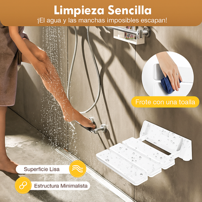 Asiento de ducha plegable - banco seguro montado en pared - ahorro de espacio