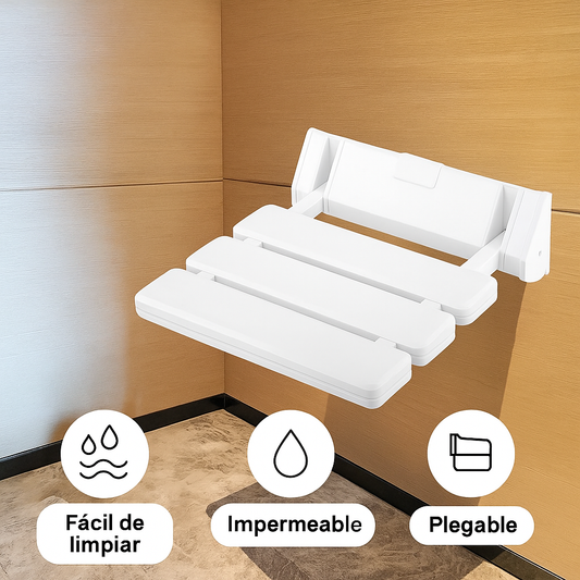 Asiento de ducha plegable - banco seguro montado en pared - ahorro de espacio