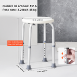 Silla de Ducha Antideslizante Ajustable - Aluminio y PE - Soporta 136 kg