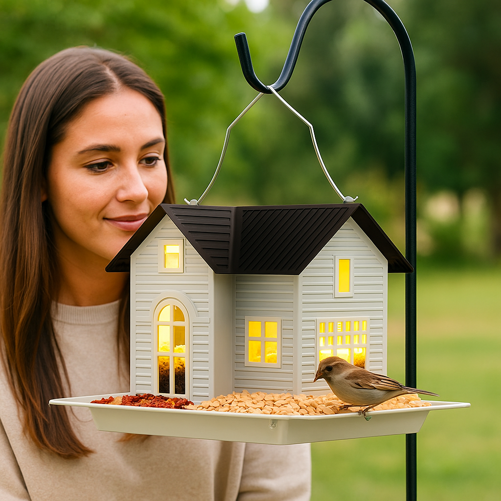 Comedero Solar para Aves con Luz LED Exterior