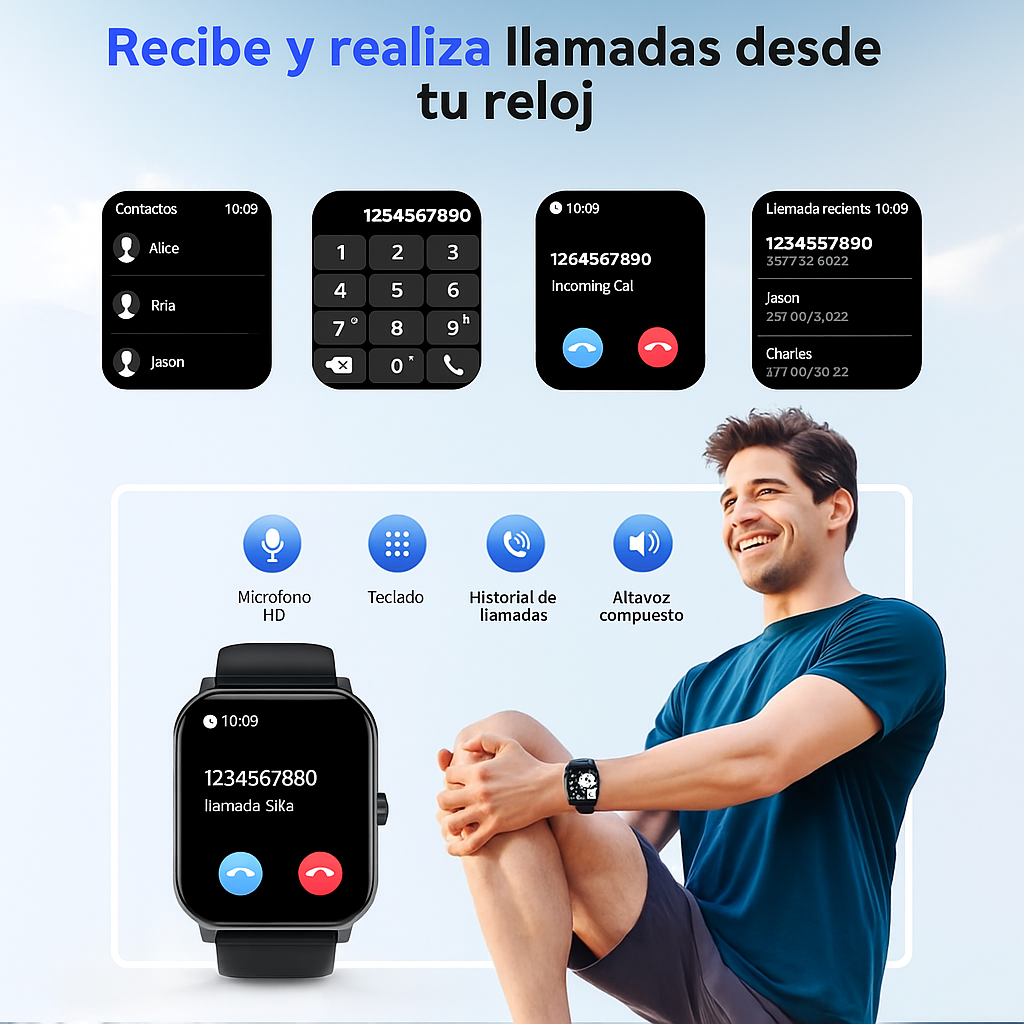 Reloj Inteligente Monitoreo Glucosa No Invasivo Salud