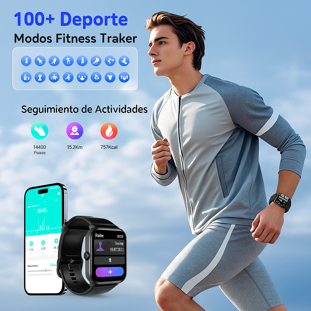 Reloj Inteligente Monitoreo Glucosa No Invasivo Salud