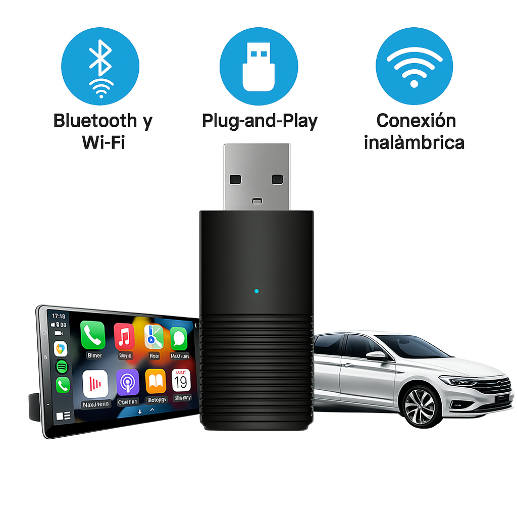 Adaptador CarPlay Inalámbrico Apple/Android Plug & Play