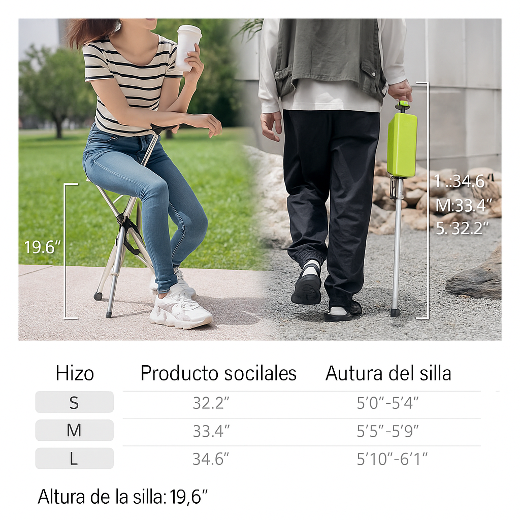 CrutchSeat Taburete Plegable para Muletas Portátil