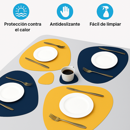 Juego de Manteles Ecológicos de Cuero Reversibles