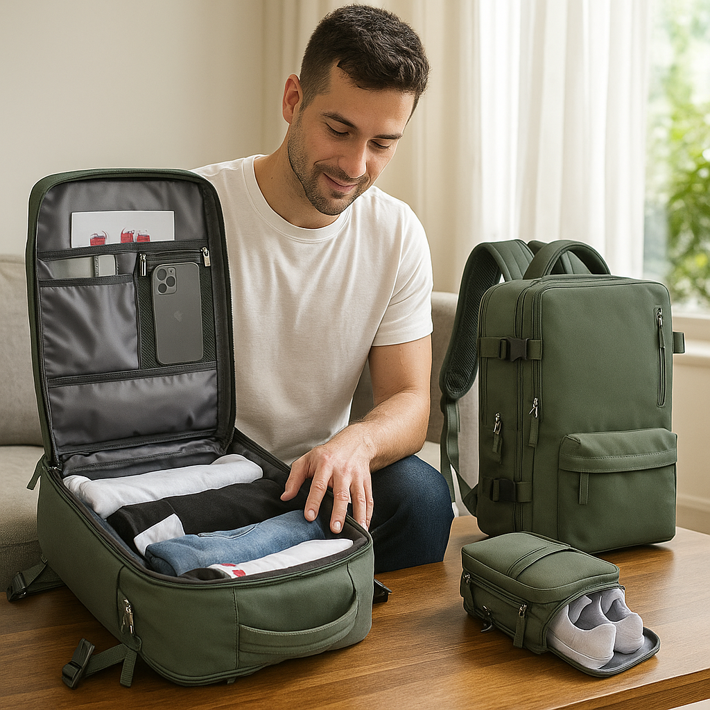 Mochila de Viaje Impermeable con Bolsillo para Zapatos