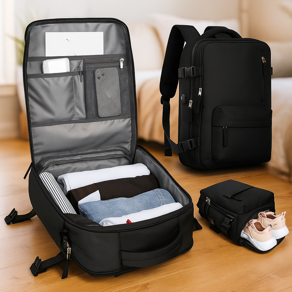 Mochila de Viaje Impermeable con Bolsillo para Zapatos