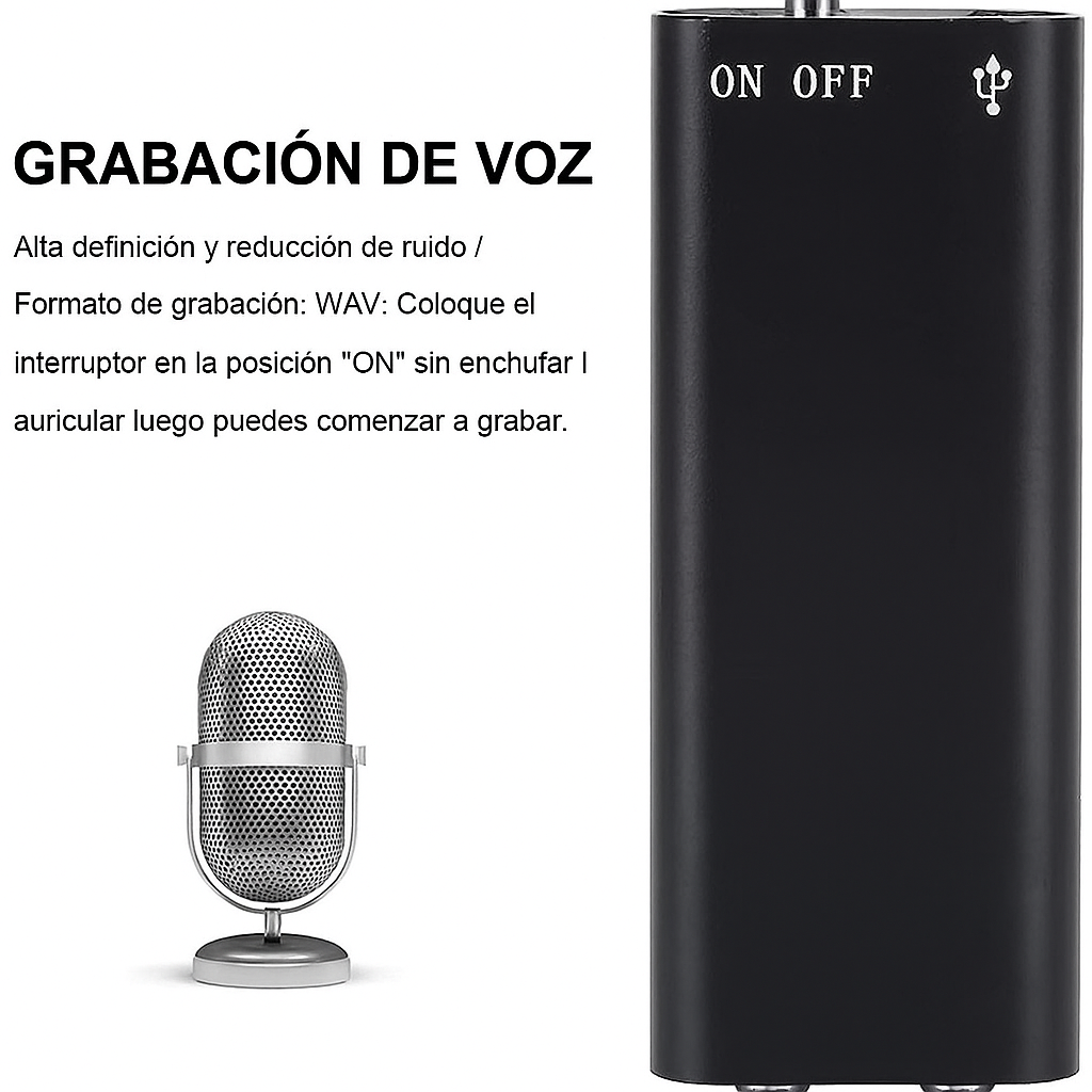 Grabador de Voz Oculto Compacto 16GB