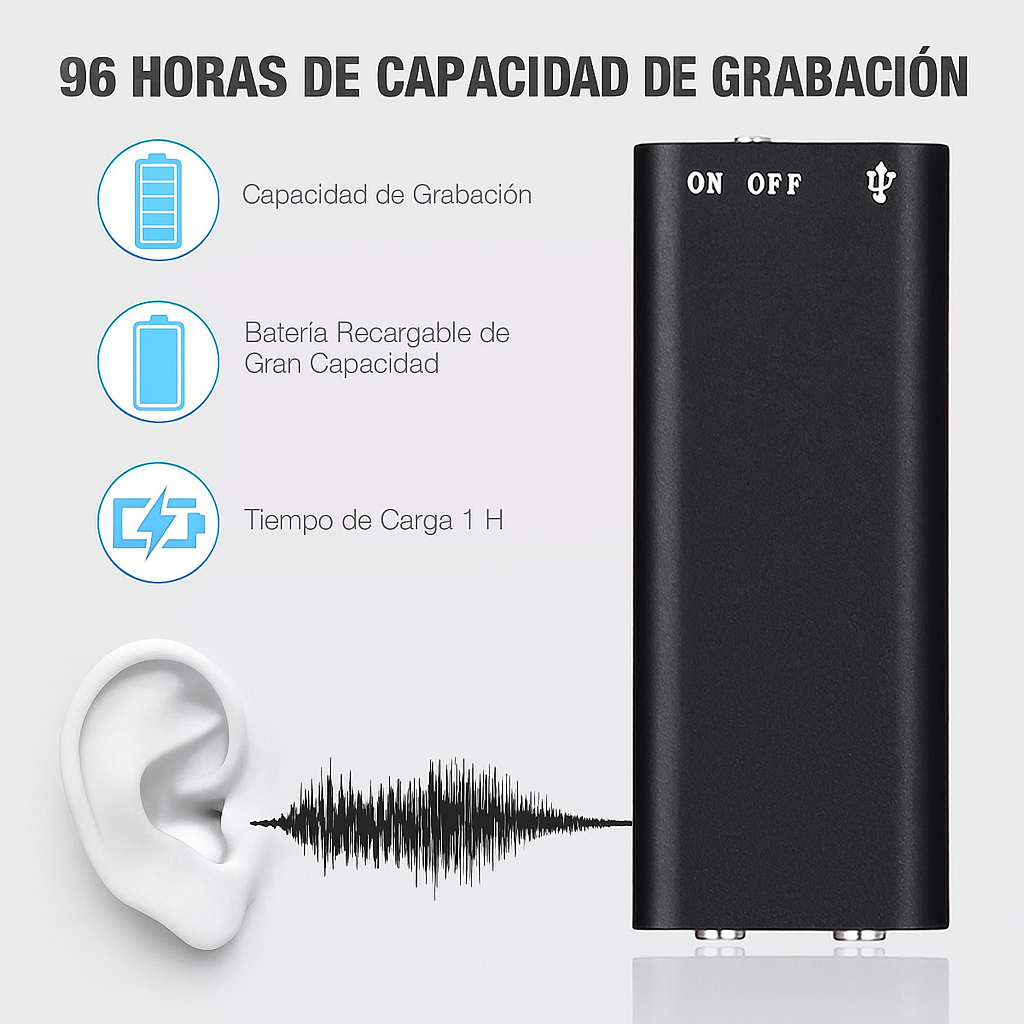 Grabador de Voz Oculto Compacto 16GB
