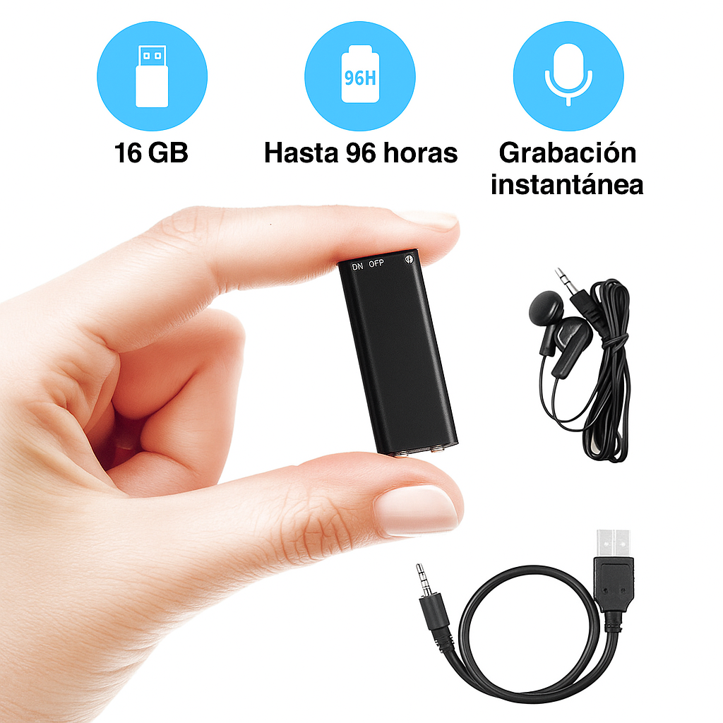 Grabador de Voz Oculto Compacto 16GB