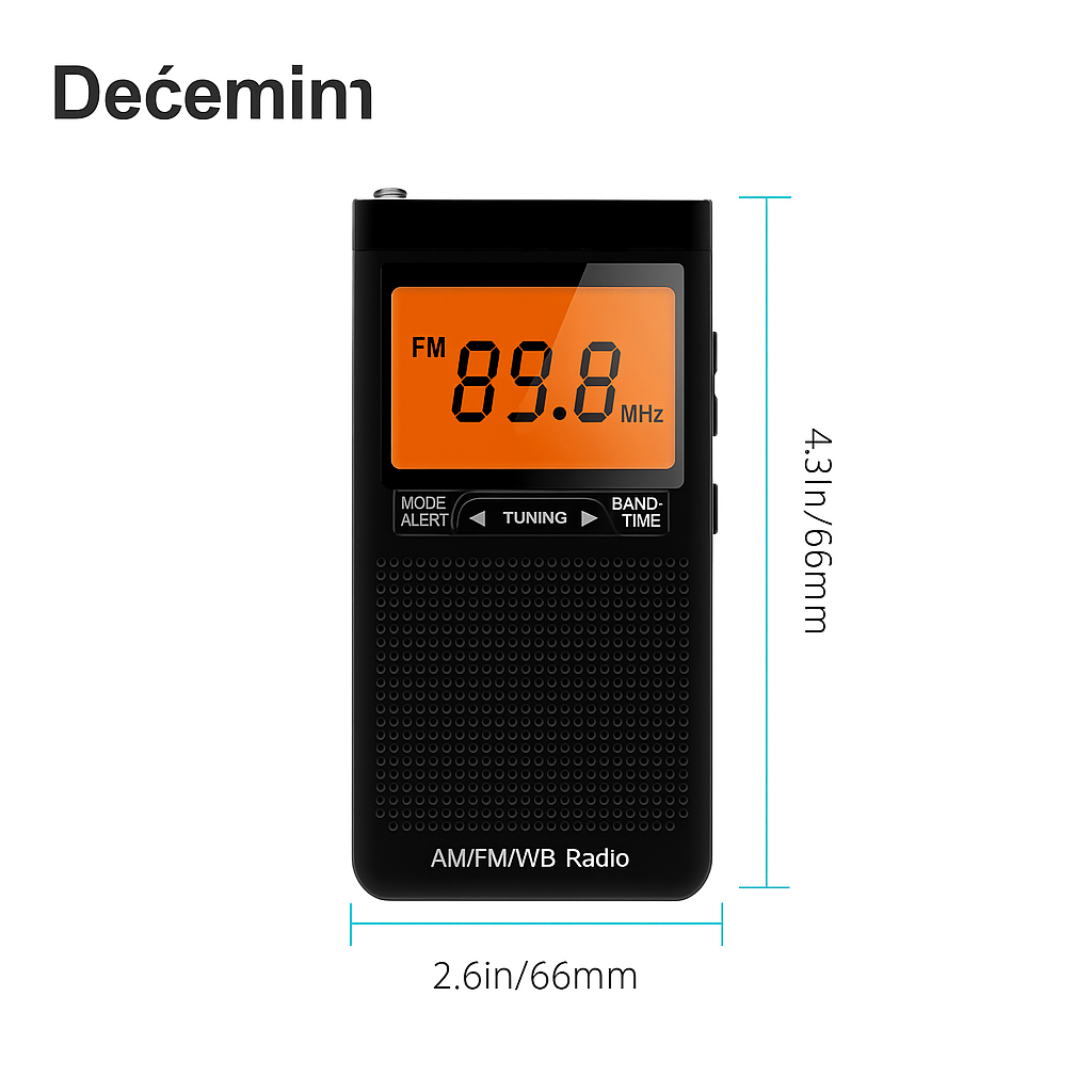 Radio Portátil de Bolsillo AM/FM con Alerta Meteorológica