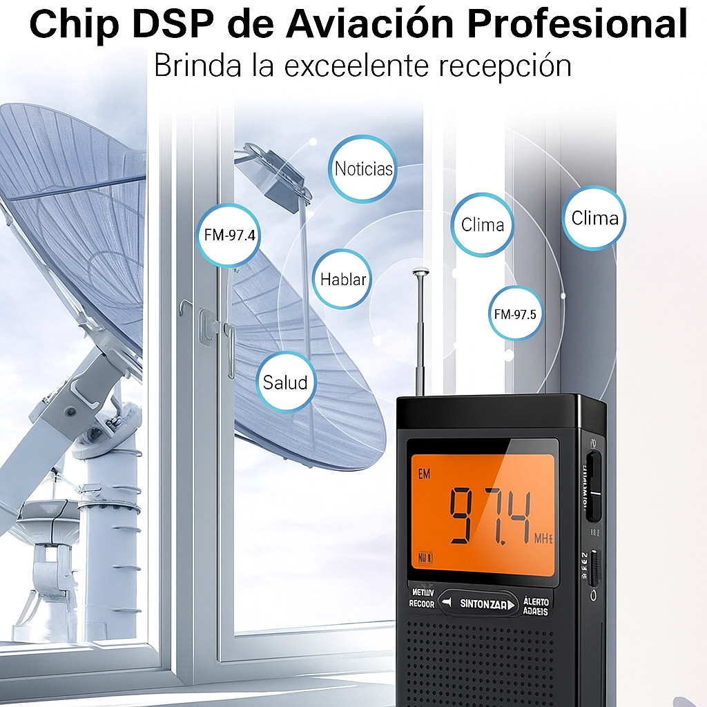 Radio Portátil de Bolsillo AM/FM con Alerta Meteorológica