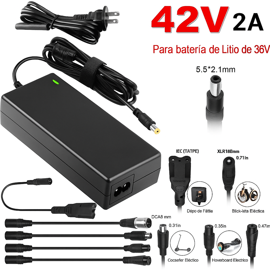 Cargador Universal para Bicicletas Eléctricas 36V