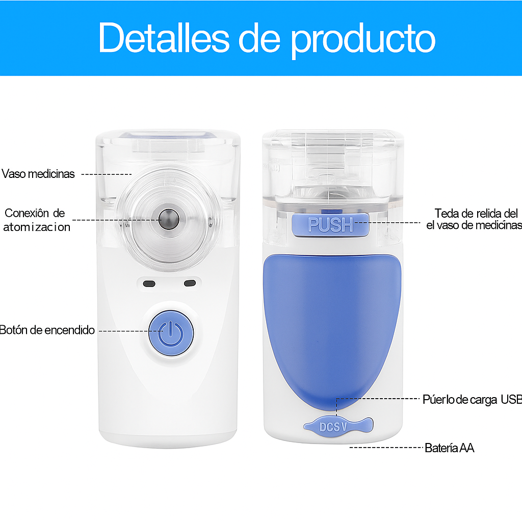 Nebulizador de Malla Portátil para Adultos y Niños