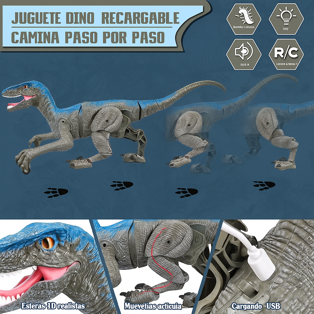 Dinosaurio Velociraptor a Control Remoto Interactivo