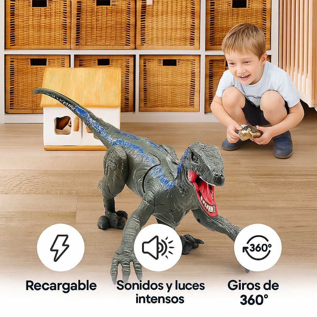 Dinosaurio Velociraptor a Control Remoto Interactivo