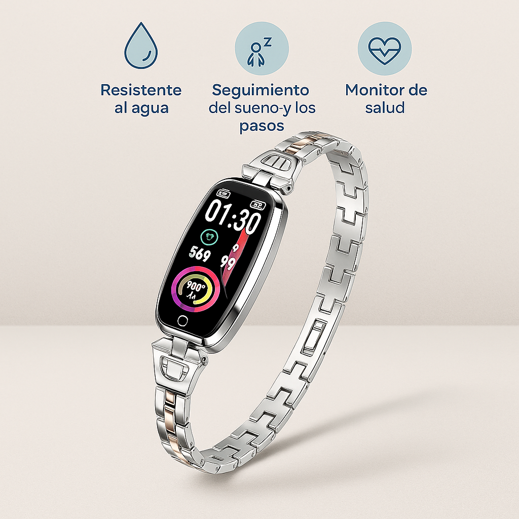 Smartwatch Fitness Mujer Elegante con Monitor de Salud