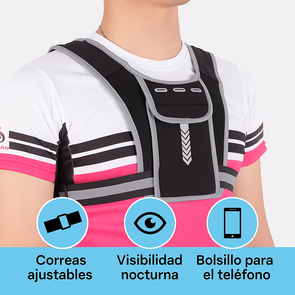 Chaleco Reflectante para Correr con Bolsa Frontal