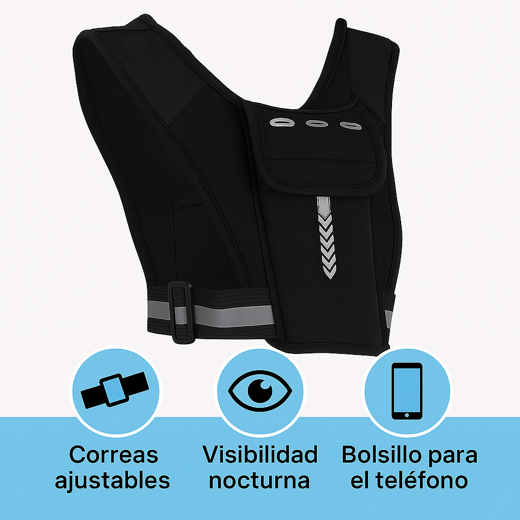 Chaleco Reflectante para Correr con Bolsa Frontal
