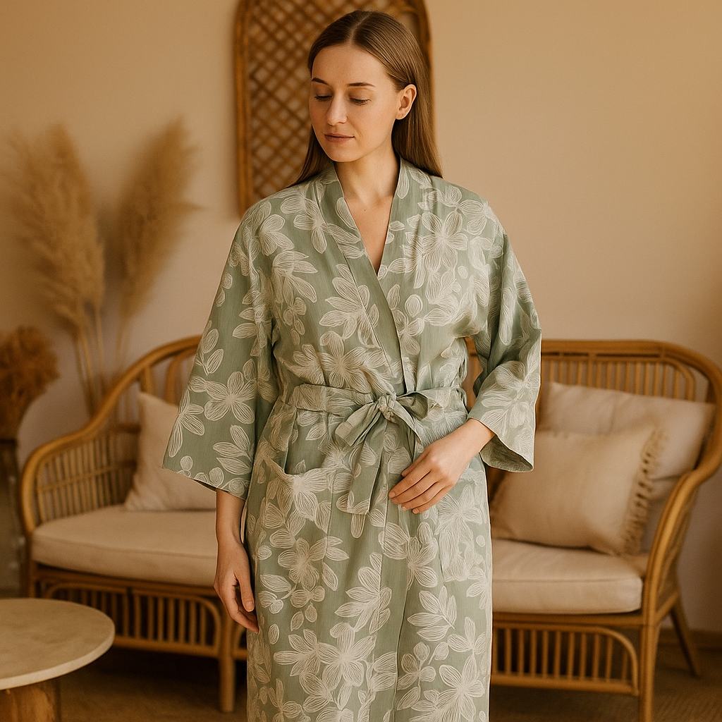 SereniLoom Kimono de Baño Algodón Suave - Transpirable - Lujo