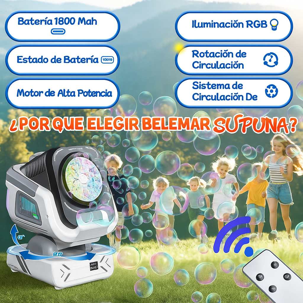 Máquina de Burbujas para Fiesta con Luces RGB