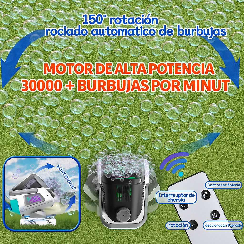 Máquina de Burbujas para Fiesta con Luces RGB