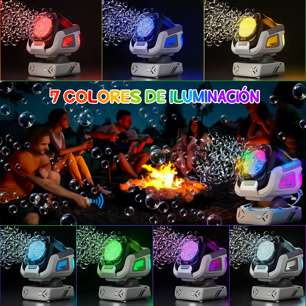 Máquina de Burbujas para Fiesta con Luces RGB