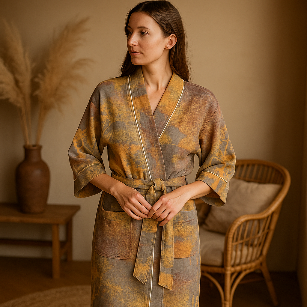 Bata SereniLuxe – Kimono Transpirable de Elegancia Natural