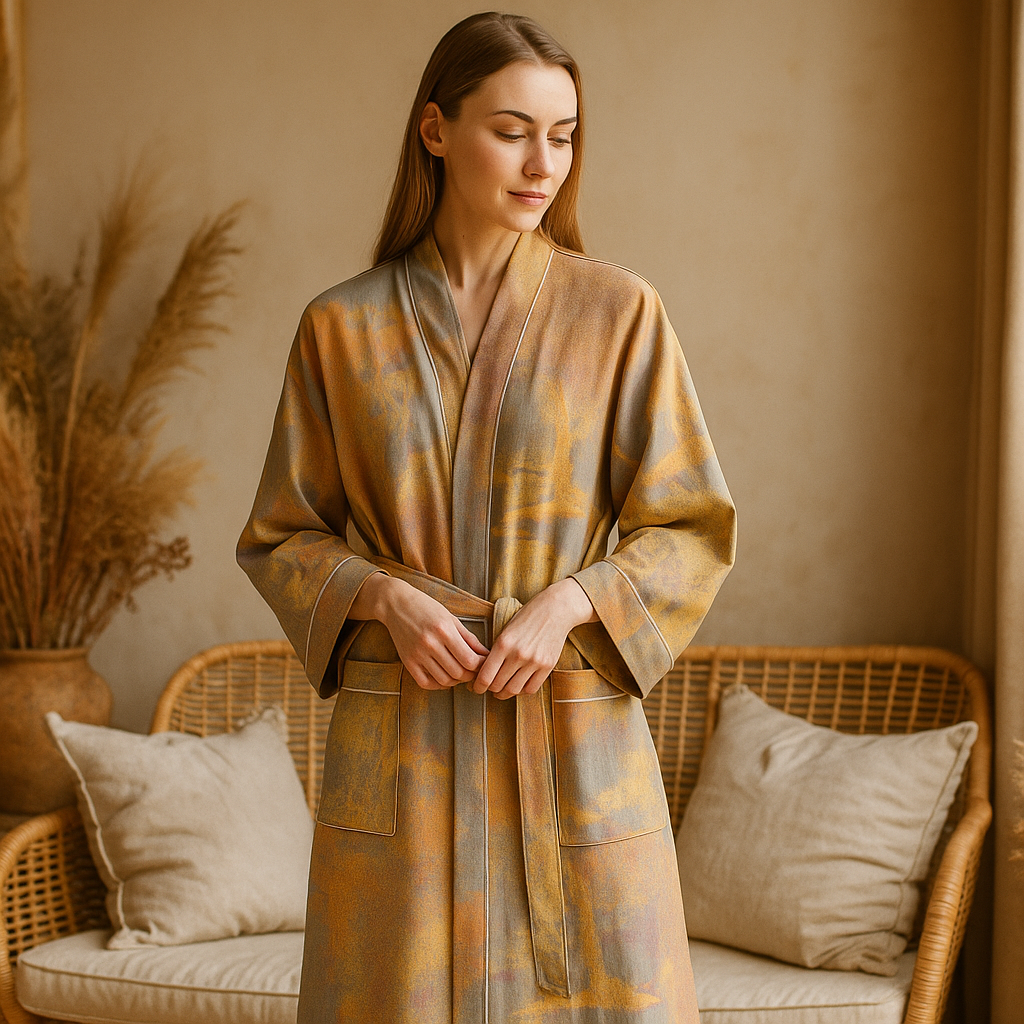 Bata SereniLuxe – Kimono Transpirable de Elegancia Natural