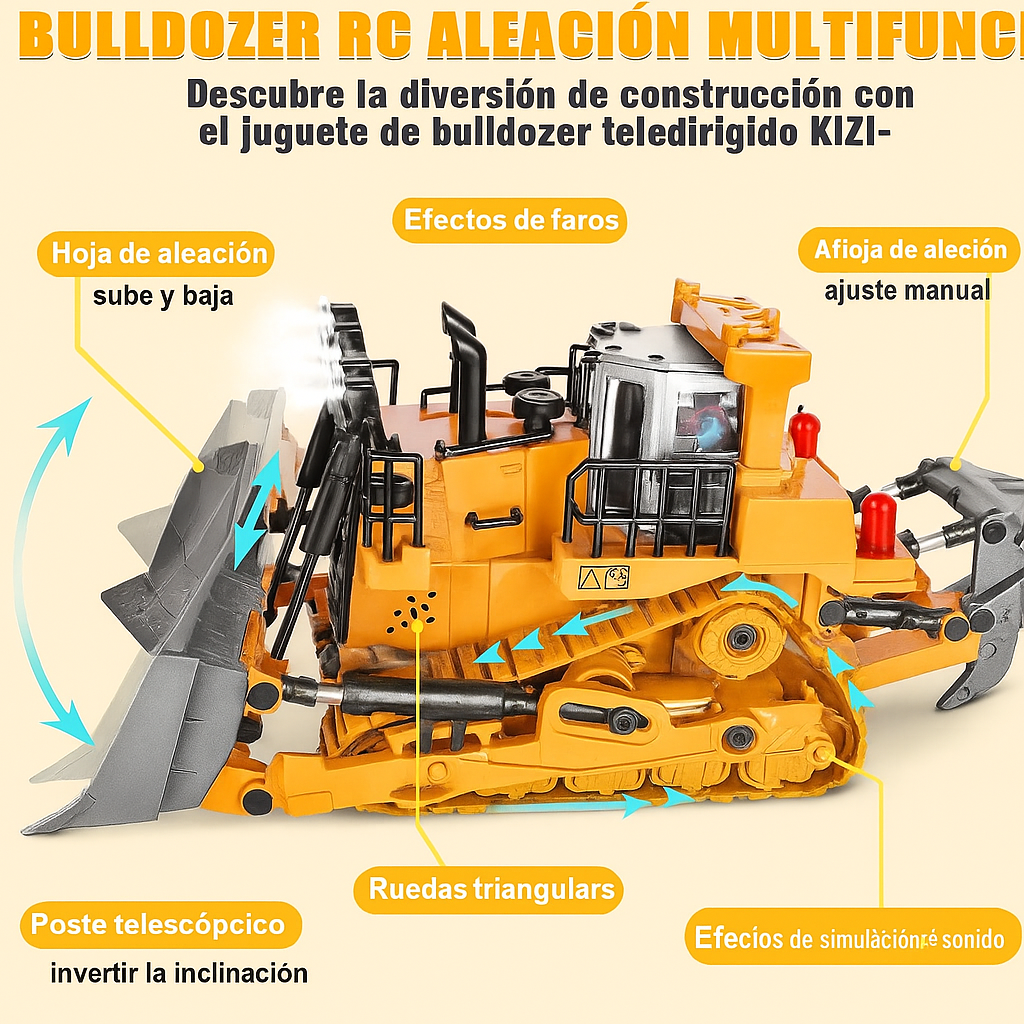 Excavadora Bulldozer Volquete RC 4WD Escala 1:20