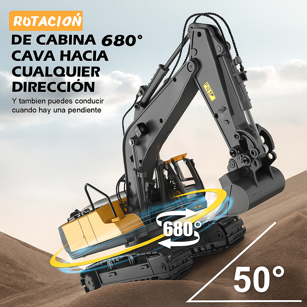 Excavadora Bulldozer Volquete RC 4WD Escala 1:20