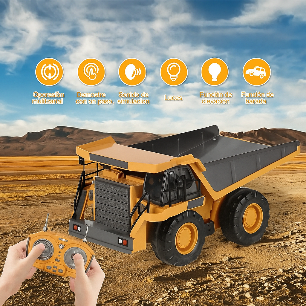 Excavadora Bulldozer Volquete RC 4WD Escala 1:20