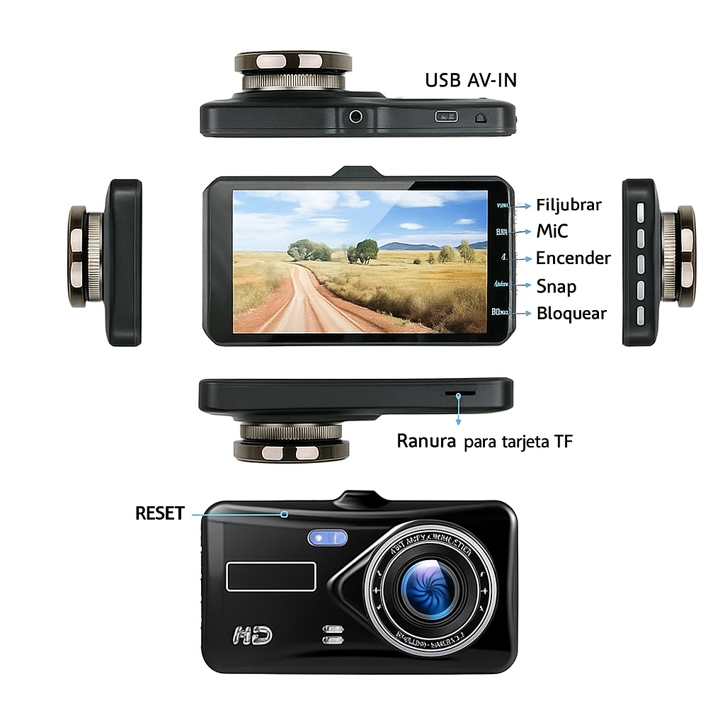 Cámara Dash 1080P Full HD Frontal y Trasera