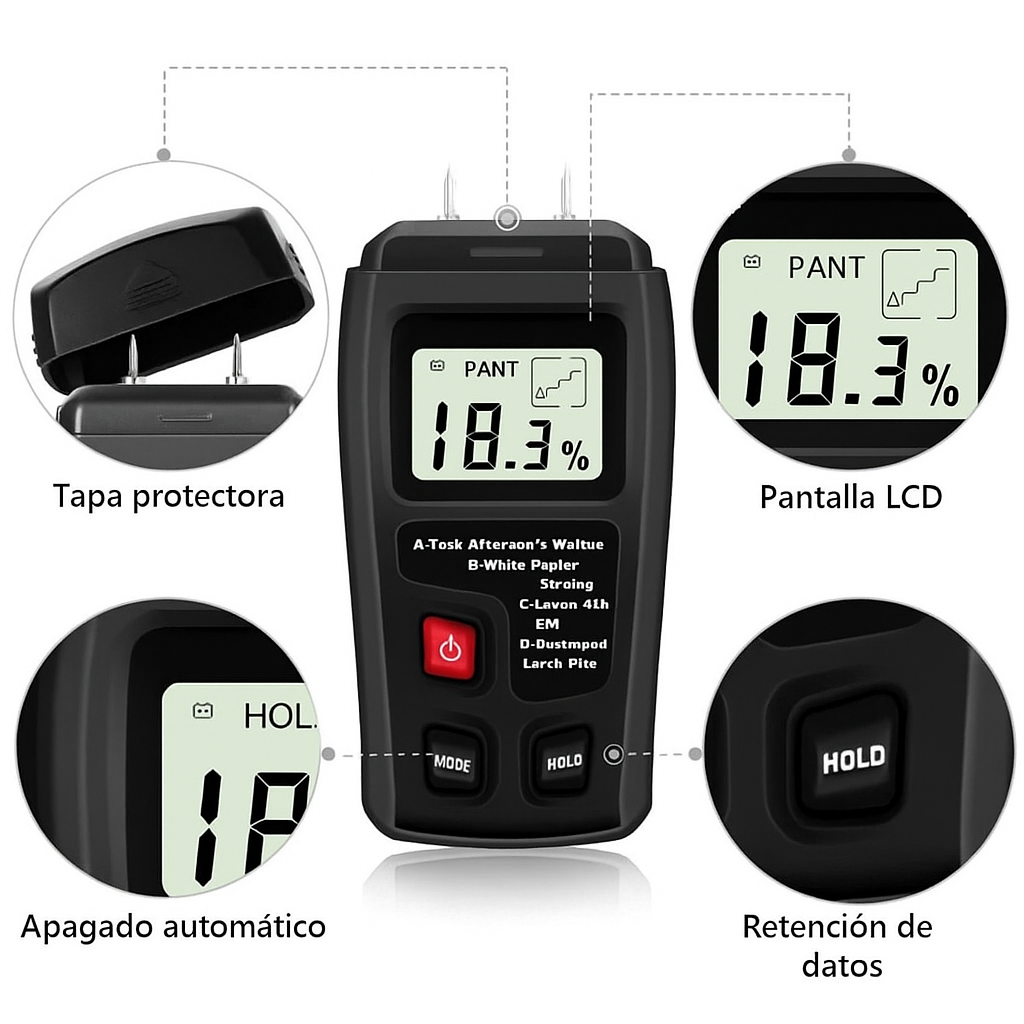 Medidor Digital de Humedad para Madera