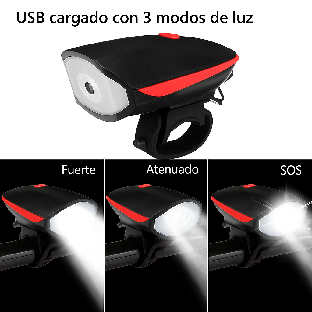 Faro LED para Bicicleta Súper Brillante USB