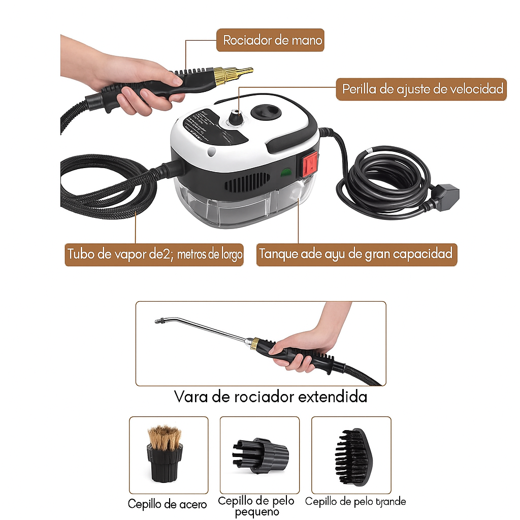 Limpiador de Vapor de Mano Inalámbrico 2500W