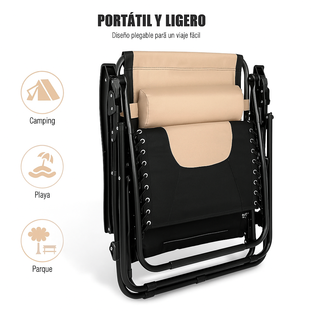 Silla Reclinable de Gravedad Cero para Exterior