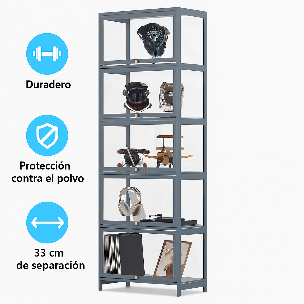 Gabinete de Exhibición Iluminado de Bambú y Acrílico