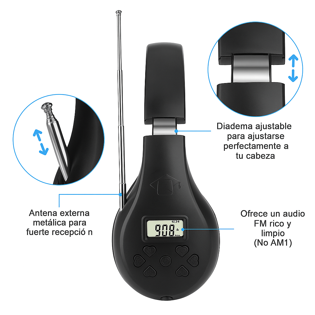 Auriculares Bluetooth con Radio FM y Graves Potenciados