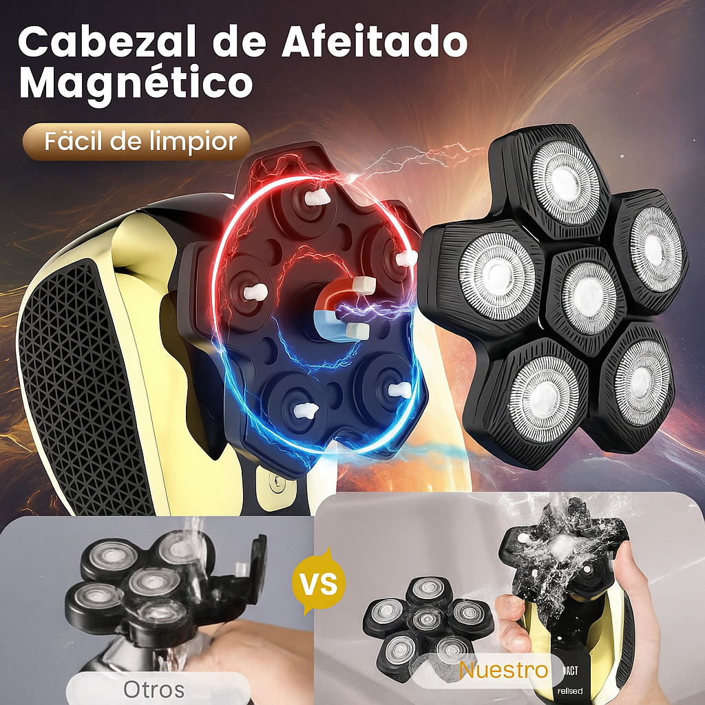 Afeitadora de Cabeza 6D Recargable para Hombres Calvos