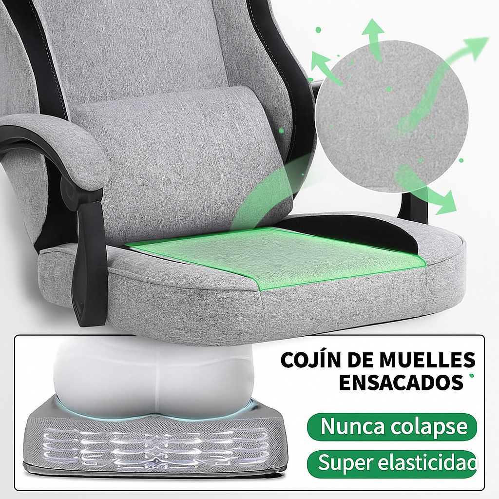 Silla de Juego Ergonómica con Reposapiés Ajustable