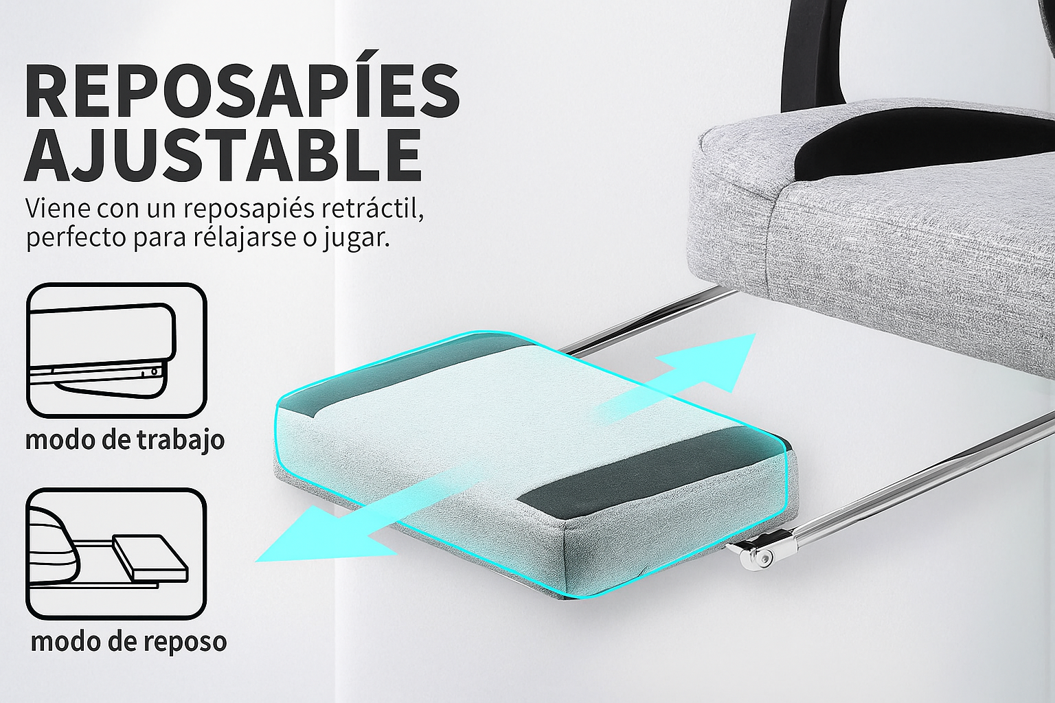 Silla de Juego Ergonómica con Reposapiés Ajustable