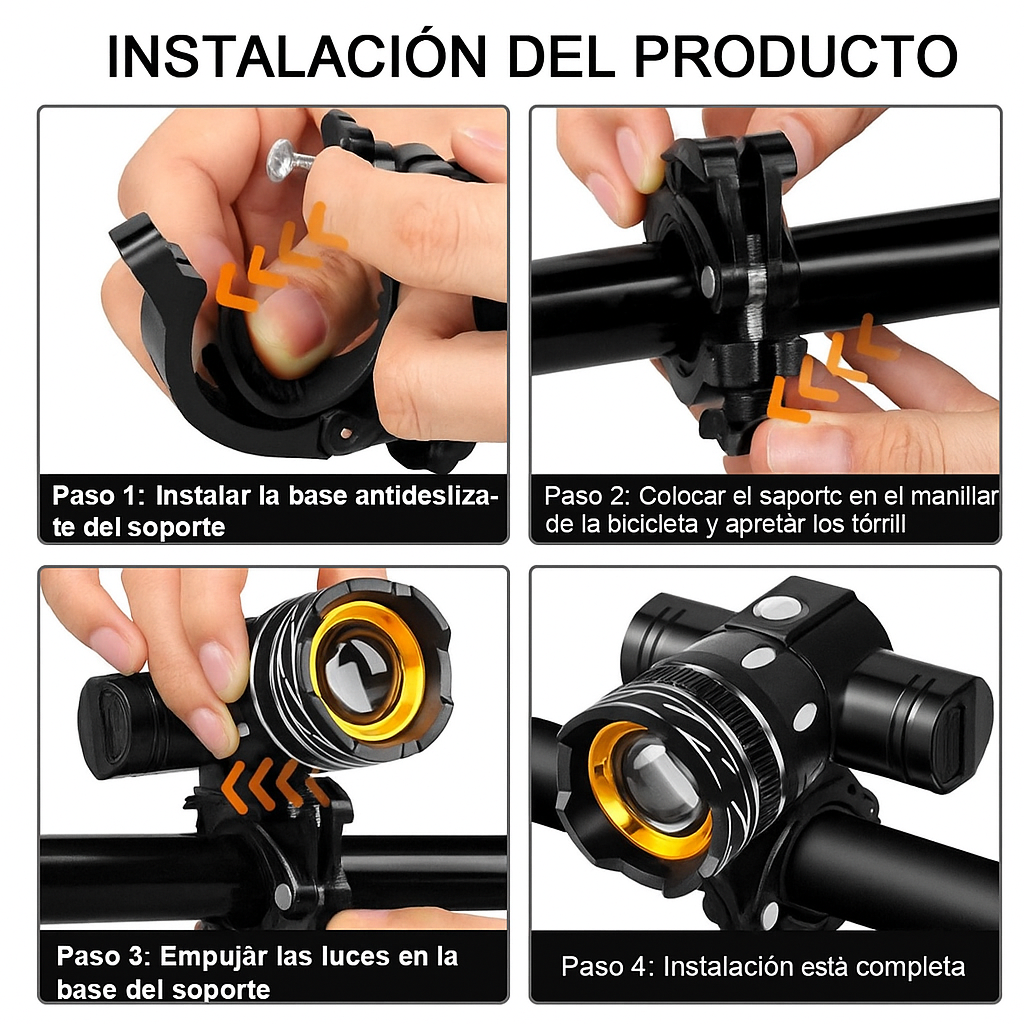 Luz Frontal de Bicicleta Súper Brillante 15000 Lúmenes