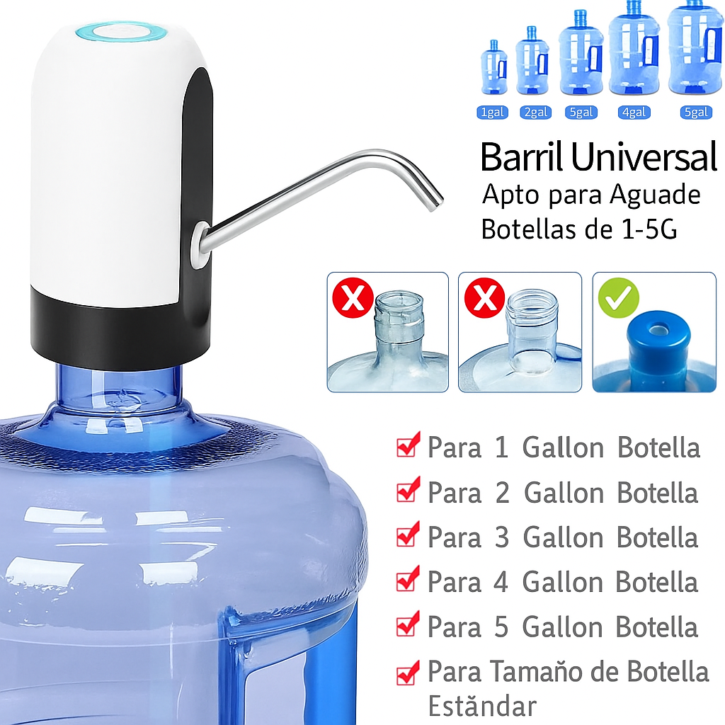 Bomba Eléctrica Recargable para Botellas de Agua